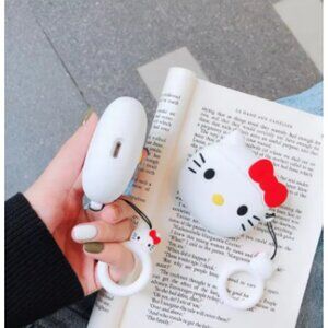 Hello Kitty AirPods Cases Cute Silicone & PC Protective Covers Keychain 2 Cases